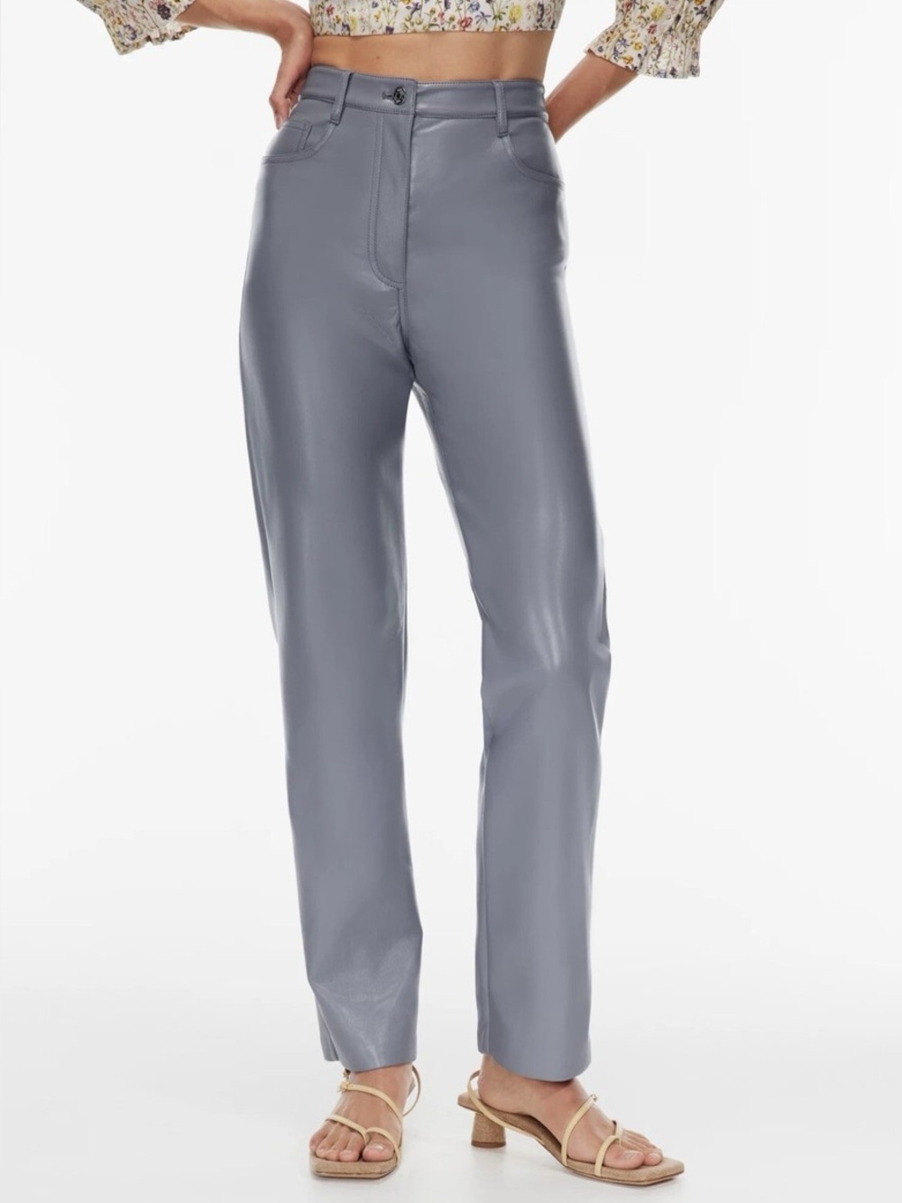 Aritzia Wilfred The Melina™ Leather Pant in Marble Grey Stone